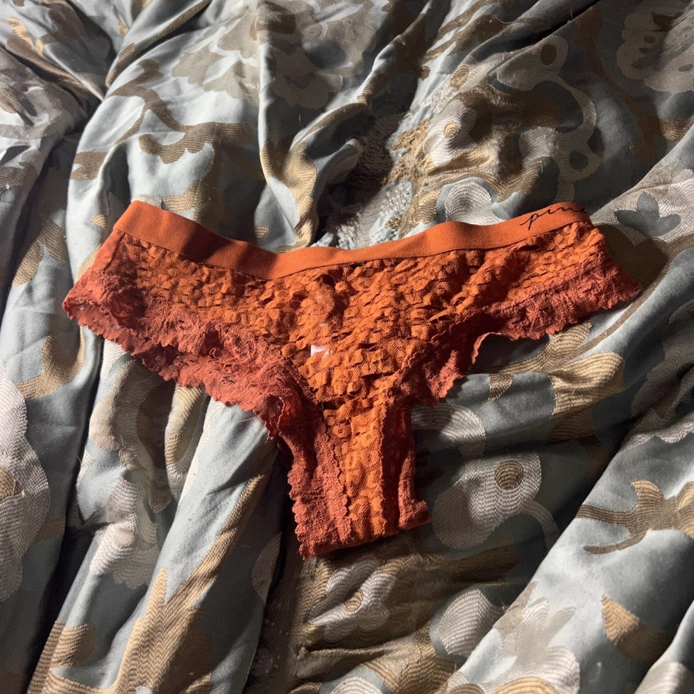 Pink Victoria secret MD burnt orange lace cheeky panties